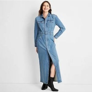 Women's Long Sleeve Denim Maxi Shirtdress - Universal Thread  Medium Wash